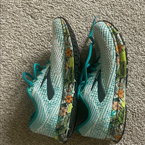 Brooks Teal and Floral Athletic Shoes - Picture 1 of 5